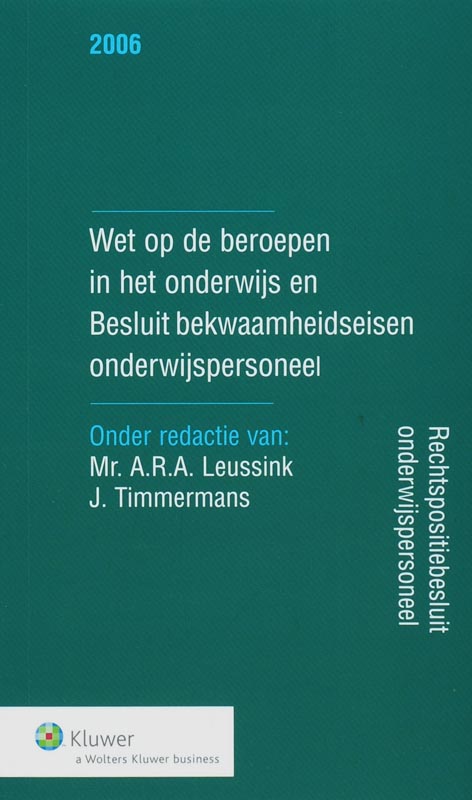 Omslag van Wet op de beroepen in het onderwijs en Besluit bekwaamheidseisen onderwijspersoneel