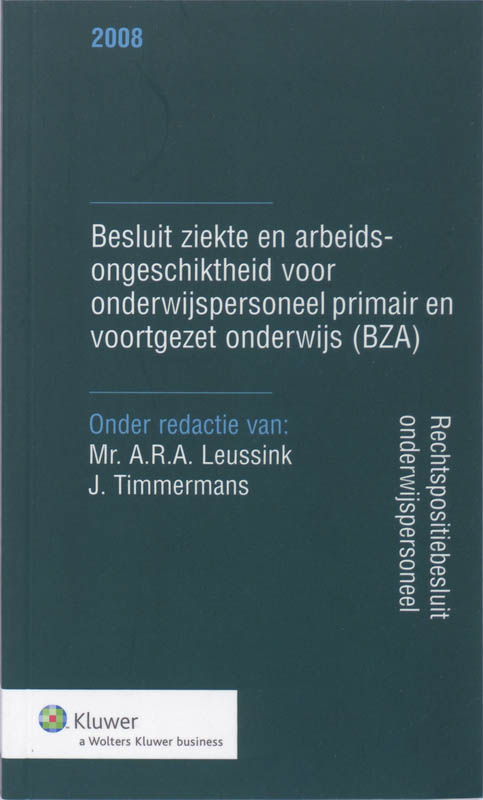 Omslag van Besluit Ziekte & arbeidsongeschiktheid voor onderwijspersoneel primair en voortgezet onderwijs (BZA)