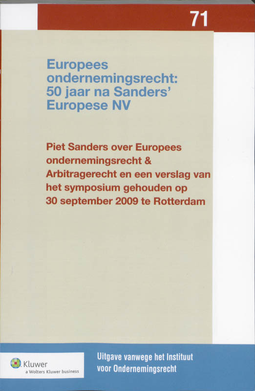 Omslag van Europees ondernemingsrecht: 50 jaar na Sanders' Europese NV
