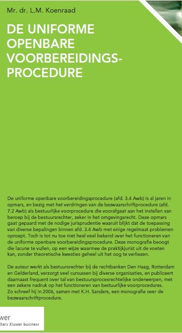 Omslag van De uniforme voorbereidingsprocedure