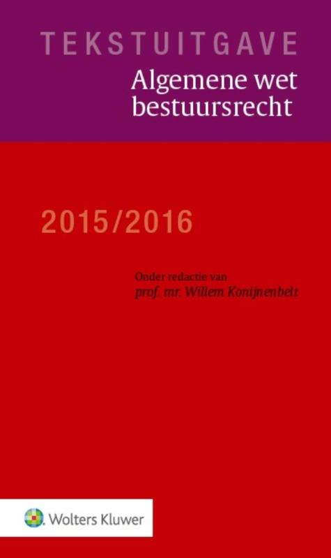 Omslag van Tekstuitgave Algemene wet bestuursrecht 2015/2016