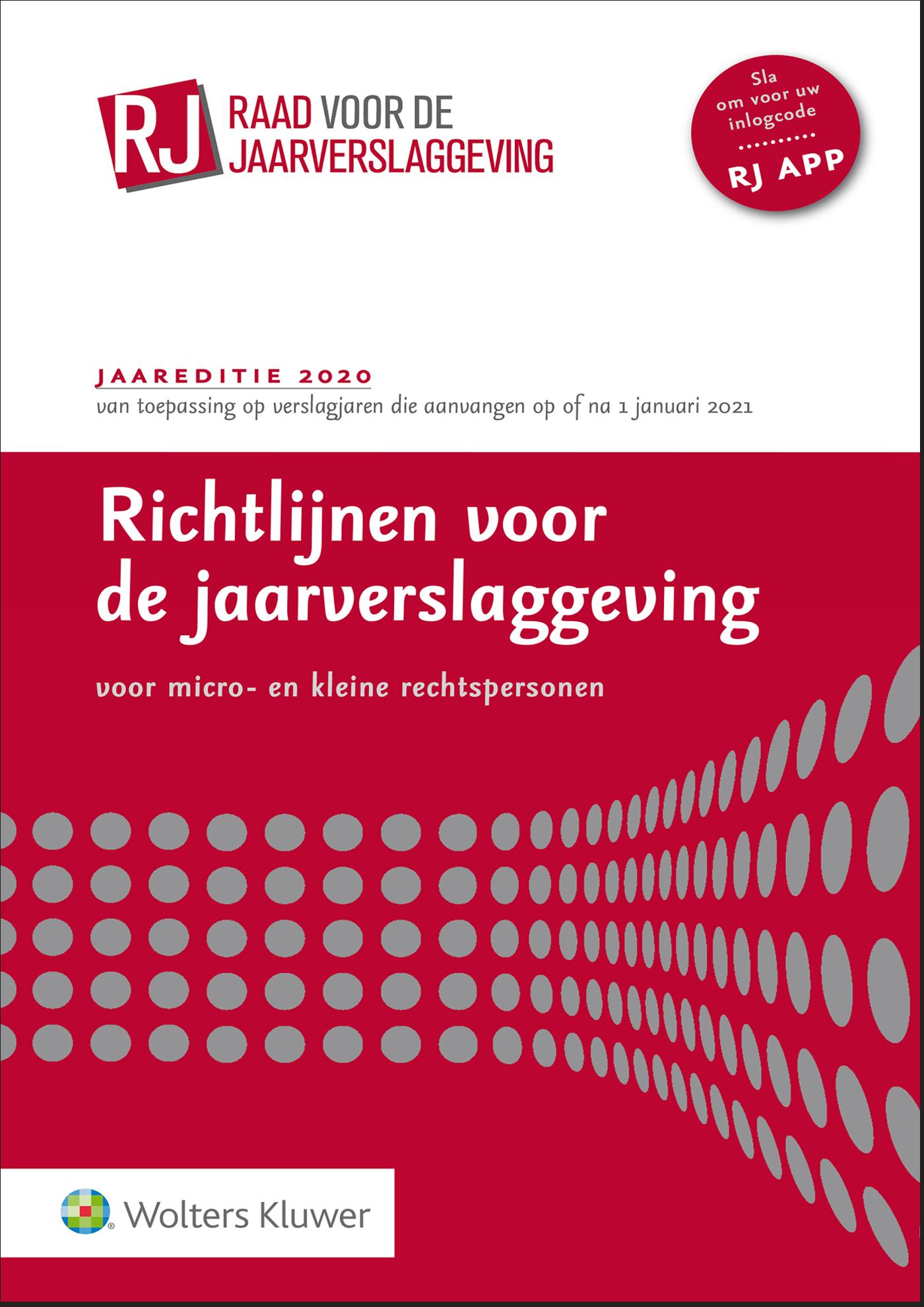Omslag van Richtlijnen voor de jaarverslaggeving voor micro- en kleine rechtspersonen 2020