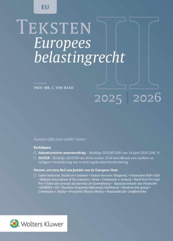 Omslag van Teksten Europees belastingrecht 2025/2026
