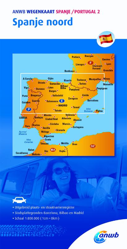 Omslag van ANWB wegenkaart Spanje Portugal 2. Spanje noord