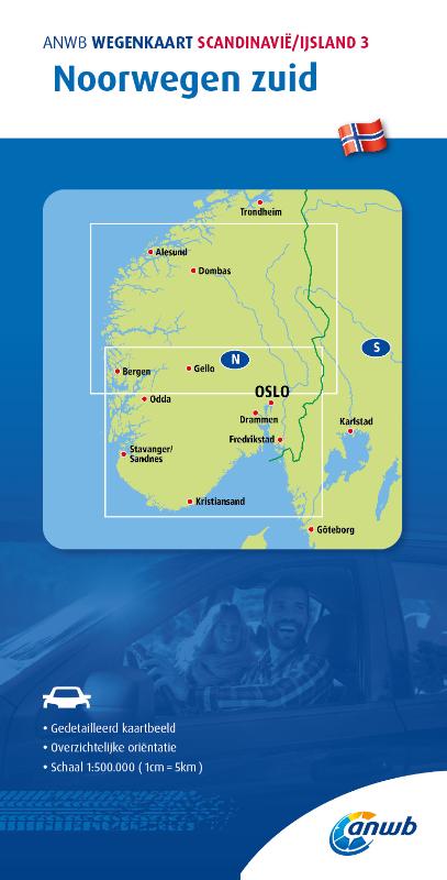 Omslag van ANWB Wegenkaart Scandinavië/IJsland 3. Noorwegen-Zuid