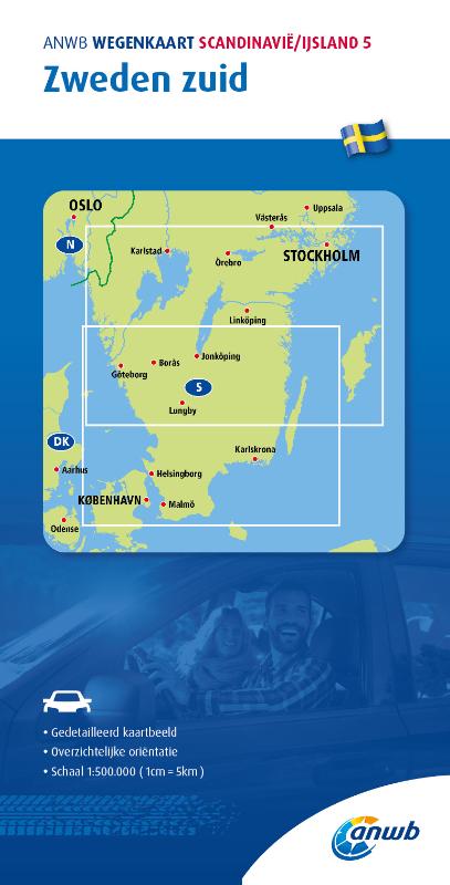 Omslag van ANWB Wegenkaart Scandinavië/IJsland 5. Zweden-Zuid