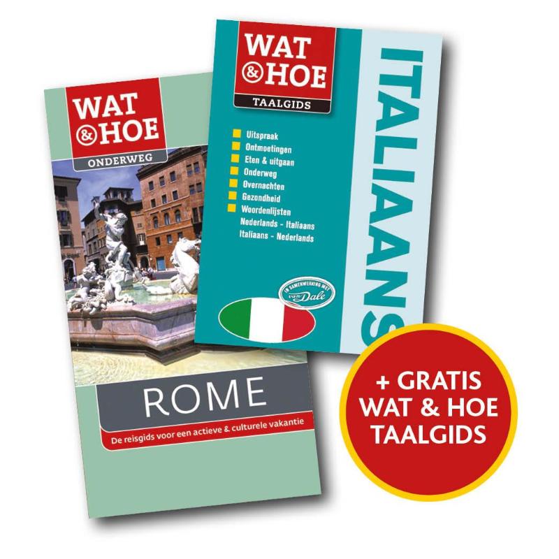 Omslag van Pakket Wat en Hoe Onderweg Rome + Wat en Hoe Taalgids Italiaans
