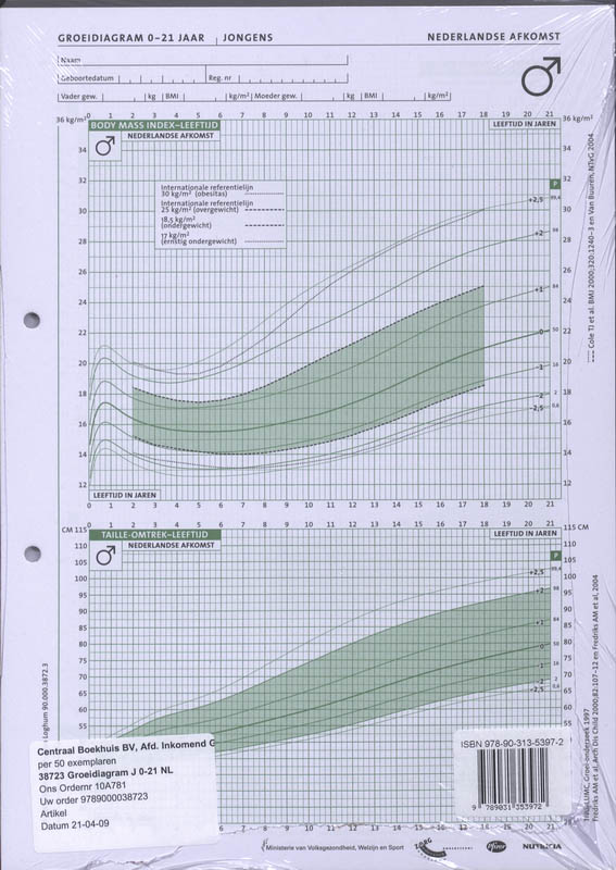Omslag van 50 groeidiagrammen jongens 0-21 jr