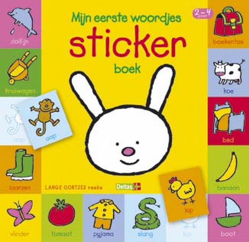 Omslag van Lange oortjes - Mijn eerste woordjes stickerboek (2-4 j.)