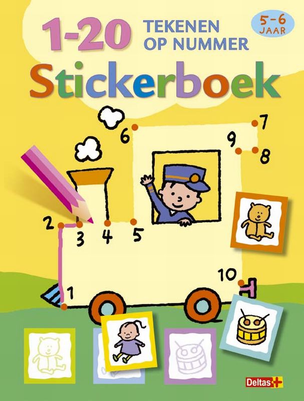 Omslag van 1-20 tekenen op nummer stickerboek set 3 ex