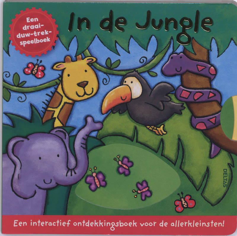Omslag van In de Jungle Een draai-duw-trek-speelboek