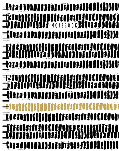 Omslag van Zwart-wit-goud spiraalboek groot (lijnen) / Noir-blanc-or grand carnet à spirale (ligné)