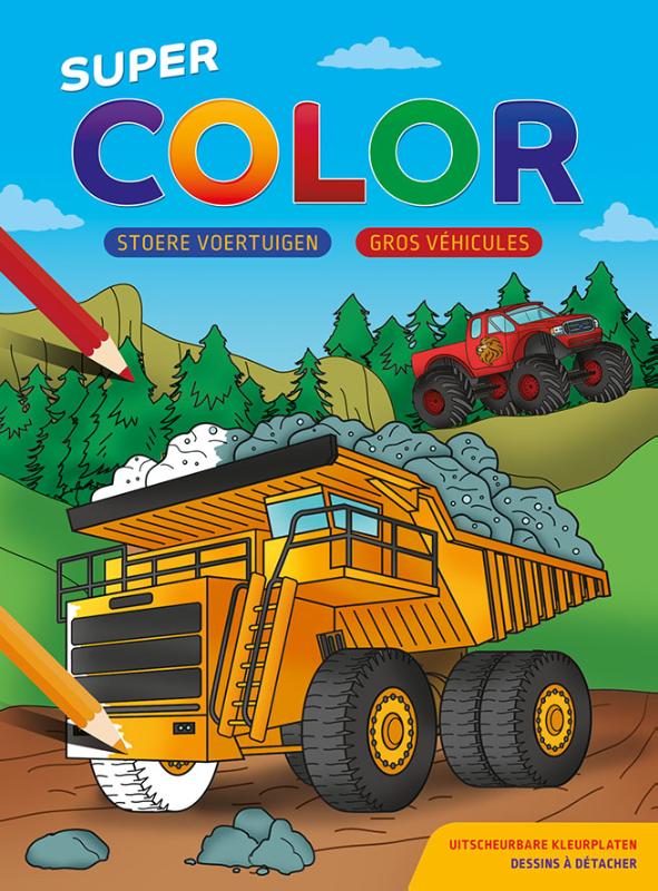 Omslag van Stoere voertuigen / Super Color bloc de coloriage - Gros véhicules