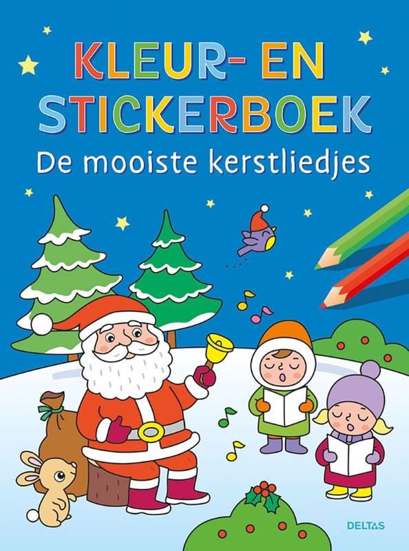 Omslag van Kleur- en stickerboek Kerstliedjes