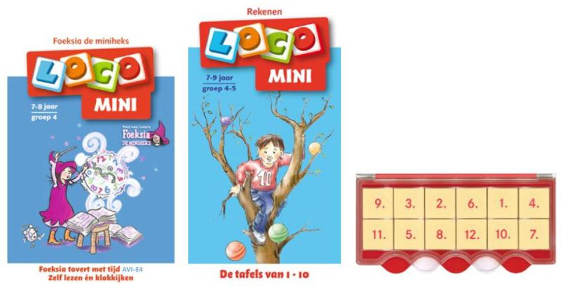 Omslag van Loco Mini tijd en tafels leren (doos + 2 boekjes)