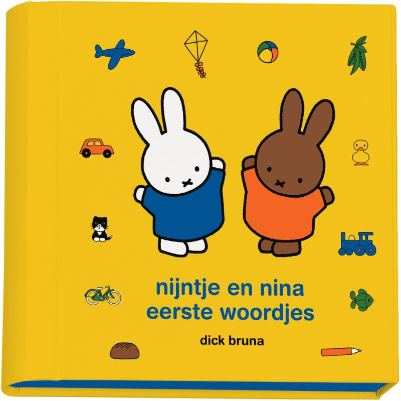 Omslag van cadeaubox, nijntje en nina eerste woordjes