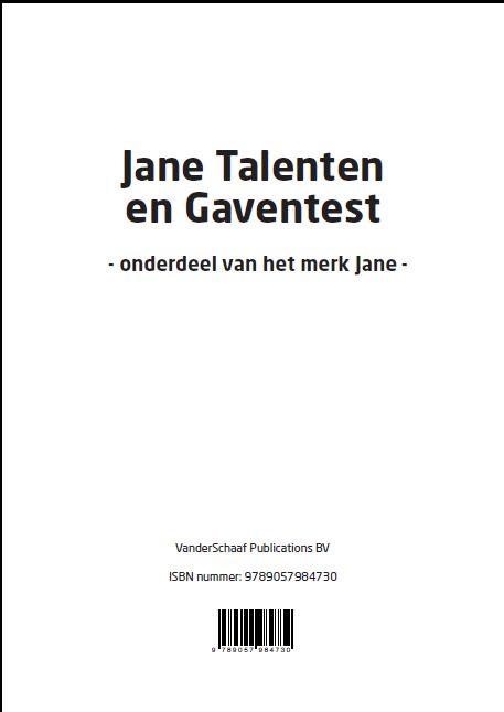 Omslag van Jane talenten en gaventest
