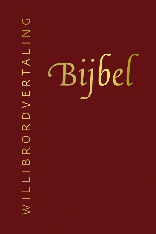 Omslag van Bijbel (Willibrordvertaling) in leer met goudsnee, rits en koker (rood)