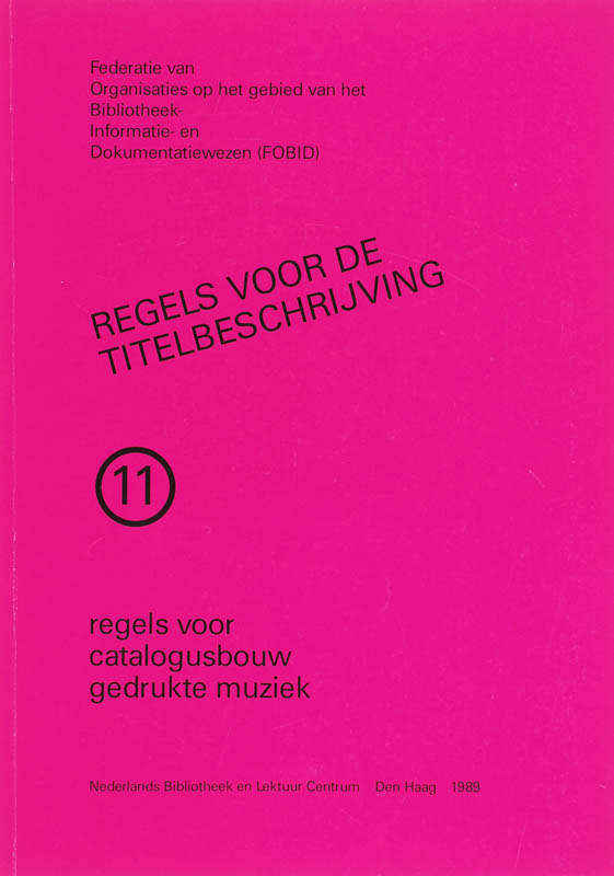 Omslag van Regels voor catalogusbouw gedrukte muziek