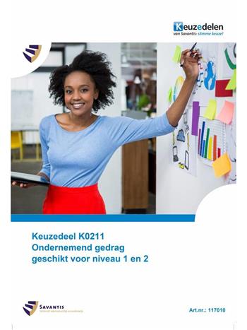 Omslag van Keuzedeel K0211 ondernemend gedrag geschikt voor niveau 1 en 2 (folio versie)
