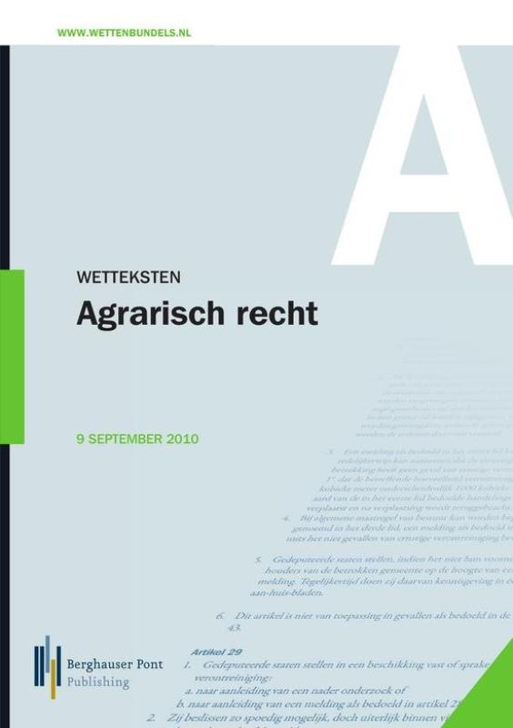 Omslag van Wetteksten Agrarisch recht