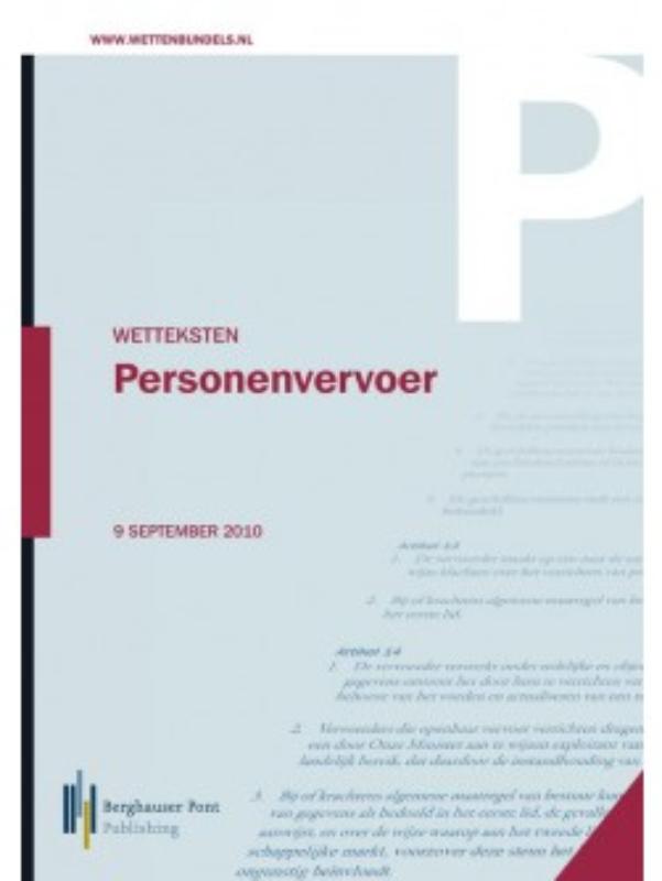 Omslag van Wetteksten personenvervoer
