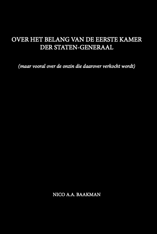 Omslag van Over het belang van de Eerste Kamer der Staten-Generaal