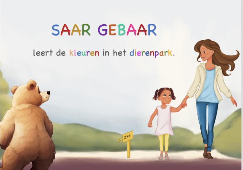 Omslag van Saar gebaar leert de kleuren in het dierenpark.