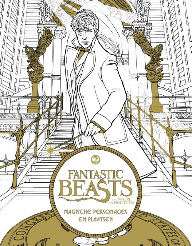 Omslag van Fantastic Beasts and where to find them: magische personages en plaatsen-kleurboek