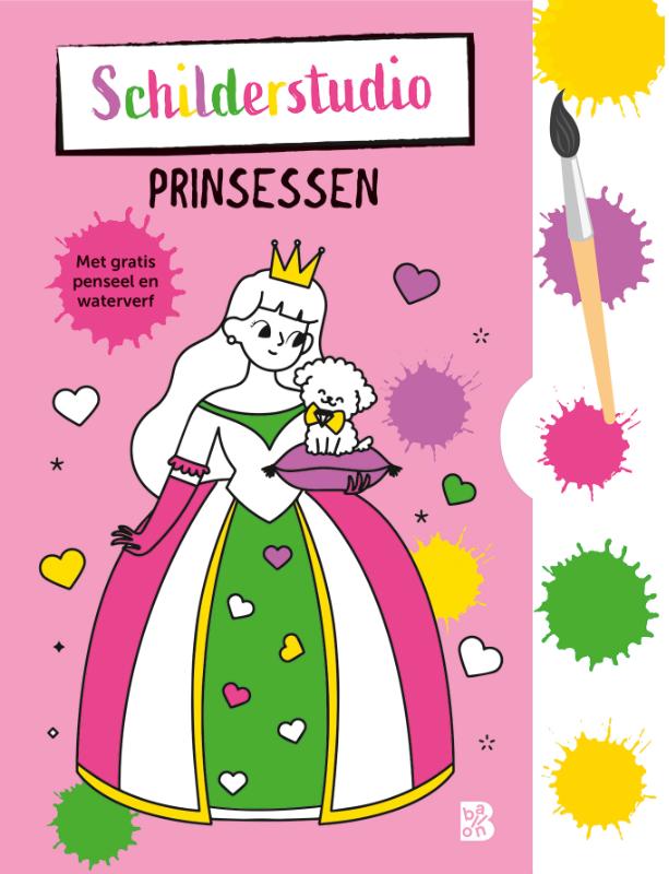 Omslag van Kleurboek met verfpalet en penseel Prinsessen