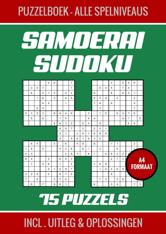 Omslag van Samoerai Sudoku - Puzzelboek met 75 Puzzels - Alle Spelniveaus
