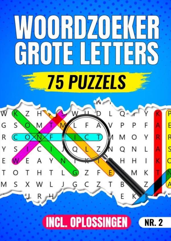 Omslag van Woordzoeker Grote Letters, 75 Puzzels Incl. Oplossingen - Nr. 2