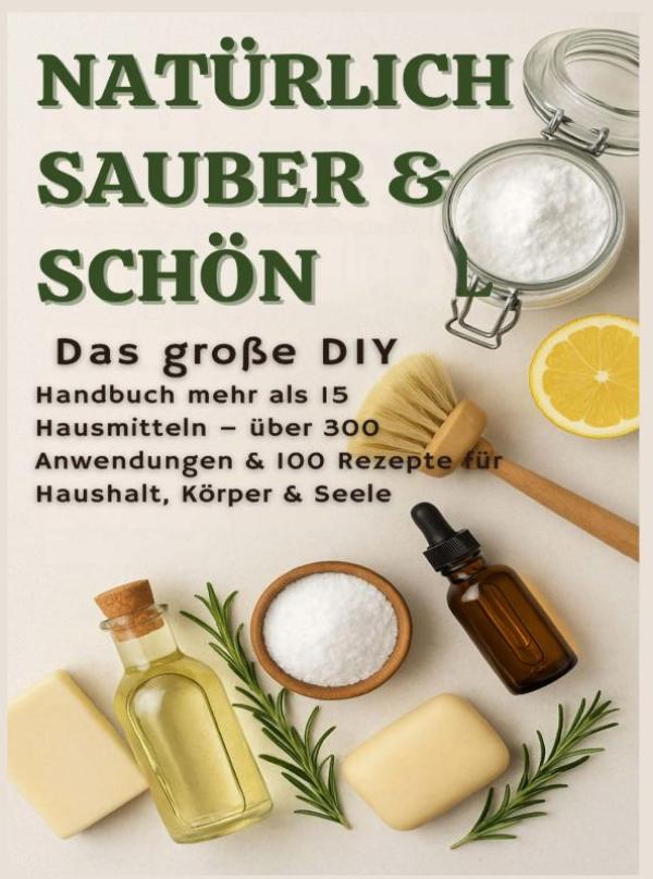 Omslag van NATÜRLICH SCHÖN & SAUBER: Das große DIY-Handbuch – über 15 Haushaltszutaten, 300+ Anwendungsmöglichkeiten & 100 Rezepte für Haus, Körper & Seele