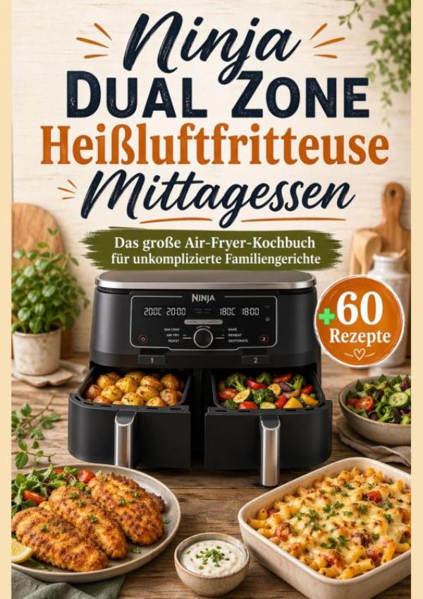 Omslag van Ninja Dual Zone Heißluftfritteuse Mittagessen: Das große Air-Fryer-Kochbuch für unkomplizierte Familiengerichte