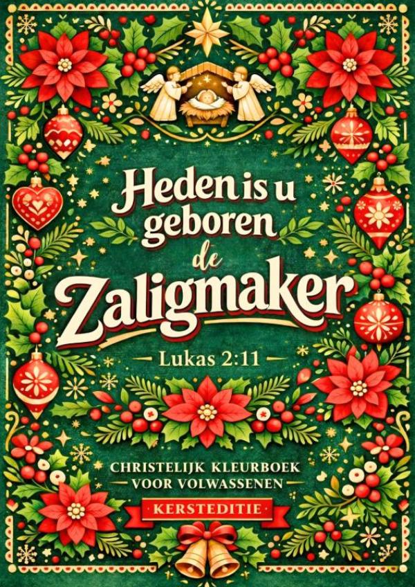 Omslag van Kerst Kleurboek voor Christenen - Heden Is U Geboren de Zaligmaker