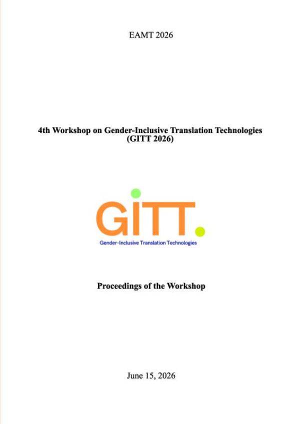 Omslag van Proceedings of the 4th Workshop on Gender-Inclusive Translation Technologies (GITT 2026)