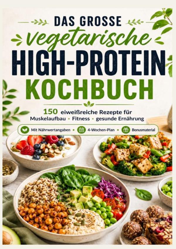 Omslag van Das vegetarische High-Protein-Kochbuch Eiweißreiche Rezepte für Muskelaufbau, Fitness & gesunde Ernährung