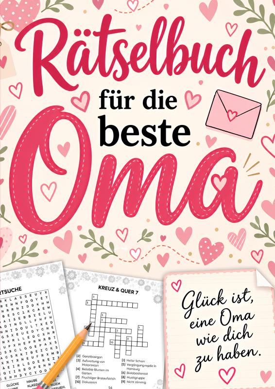 Omslag van Rätselbuch für die beste Oma: Geschenk mit Rätsel und Ausmalbildern (Großdruck)