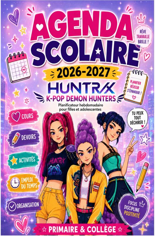 Omslag van Agenda Scolaire 2026-2027 – KPop Demon Hunters