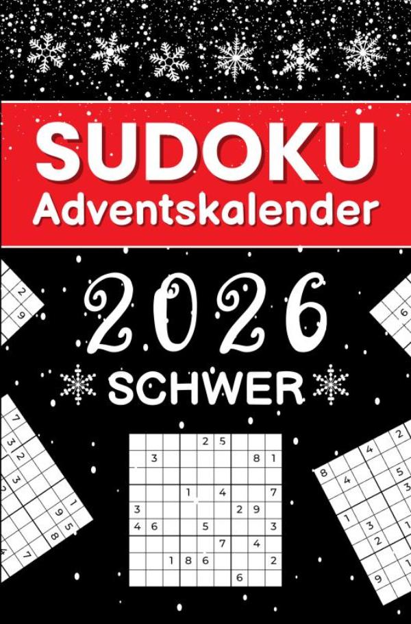 Omslag van Sudoku Adventskalender 2026 Schwer: 144 herausfordernde Sudokus von Schwer bis Extrem
