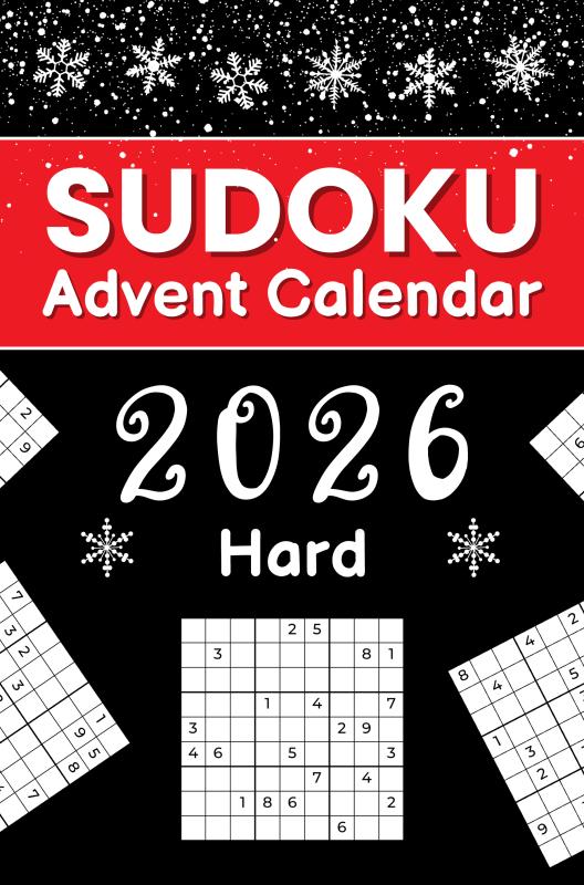 Omslag van Sudoku Advent Calendar 2026 Hard: Christmas Countdown with 144 Challenging Puzzles from Hard to Extreme
