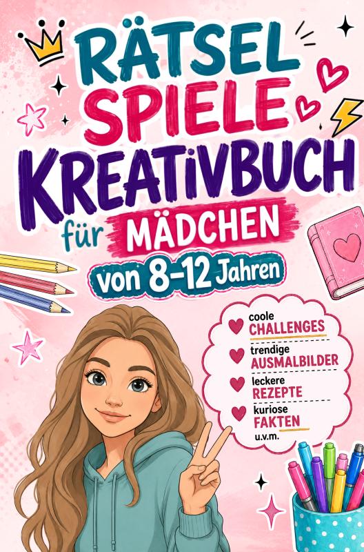 Omslag van Rätsel Spiele Kreativbuch für Mädchen von 8-12 Jahren: