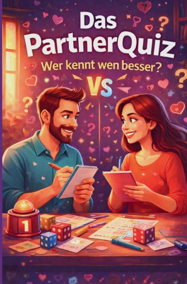 Omslag van Das PartnerQuiz: Wer kennt wen besser? Das Duellbuch für Paare – 100 überraschende Fragen, ehrliche Gespräche und gemeinsame Abende ohne Bildschirmzei