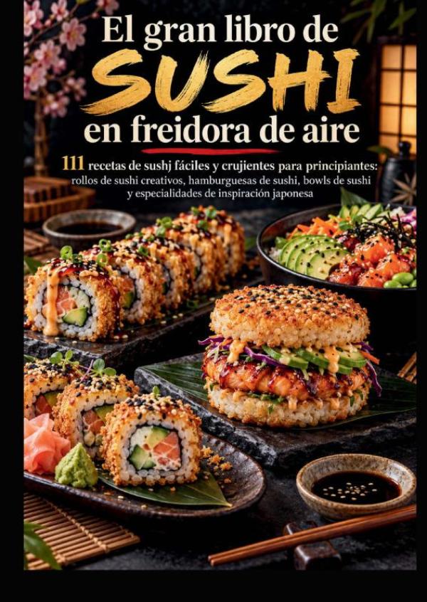 Omslag van El gran libro de sushi en freidora de aire: 111 recetas de sushi fáciles y crujientes para principiantes