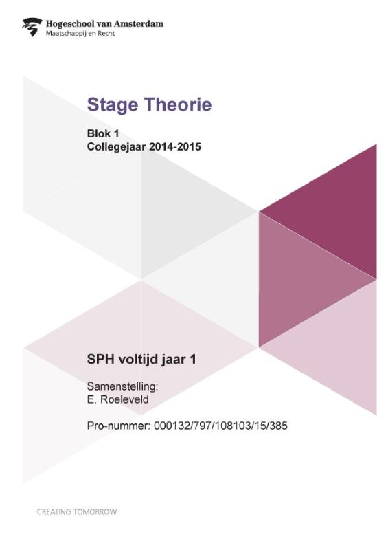 Omslag van Blok 1; Collegejaar 2014-2015; SPH voltijd jaar 1