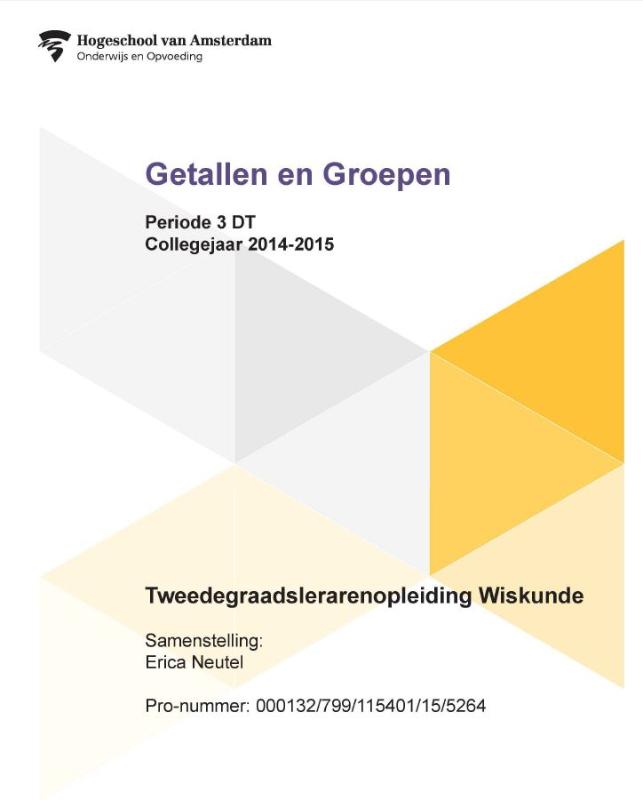 Omslag van tweedegraadslerarenopleiding Wiskunde periode 3 DT 2014-2015