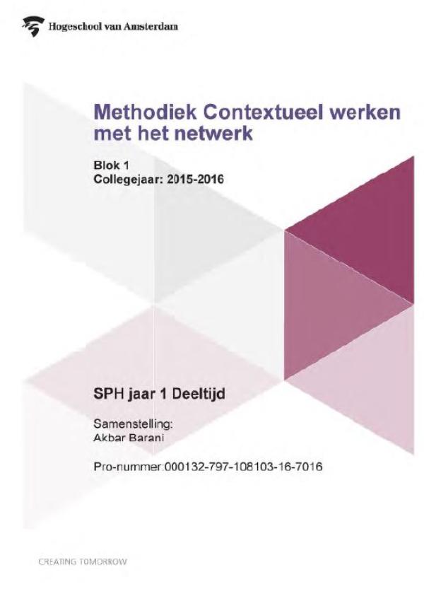 Omslag van Methodiek contextueel werken met het netwerk