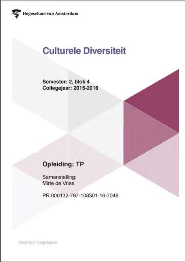 Omslag van Culturele diversiteit