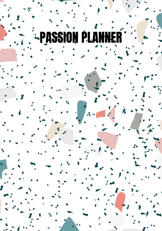 Omslag van Passion Planner-12 maanden- wekelijks - A5- Zachte kaft-Marmer blauw- Allets Comfort