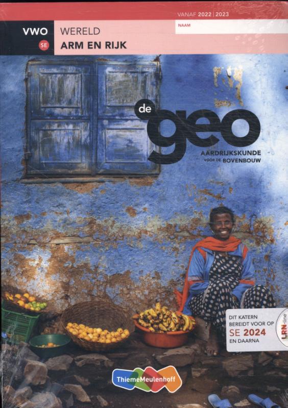 Omslag van De Geo LRN-line (SE) online in Learnbeat + boek vwo Arm en Rijk